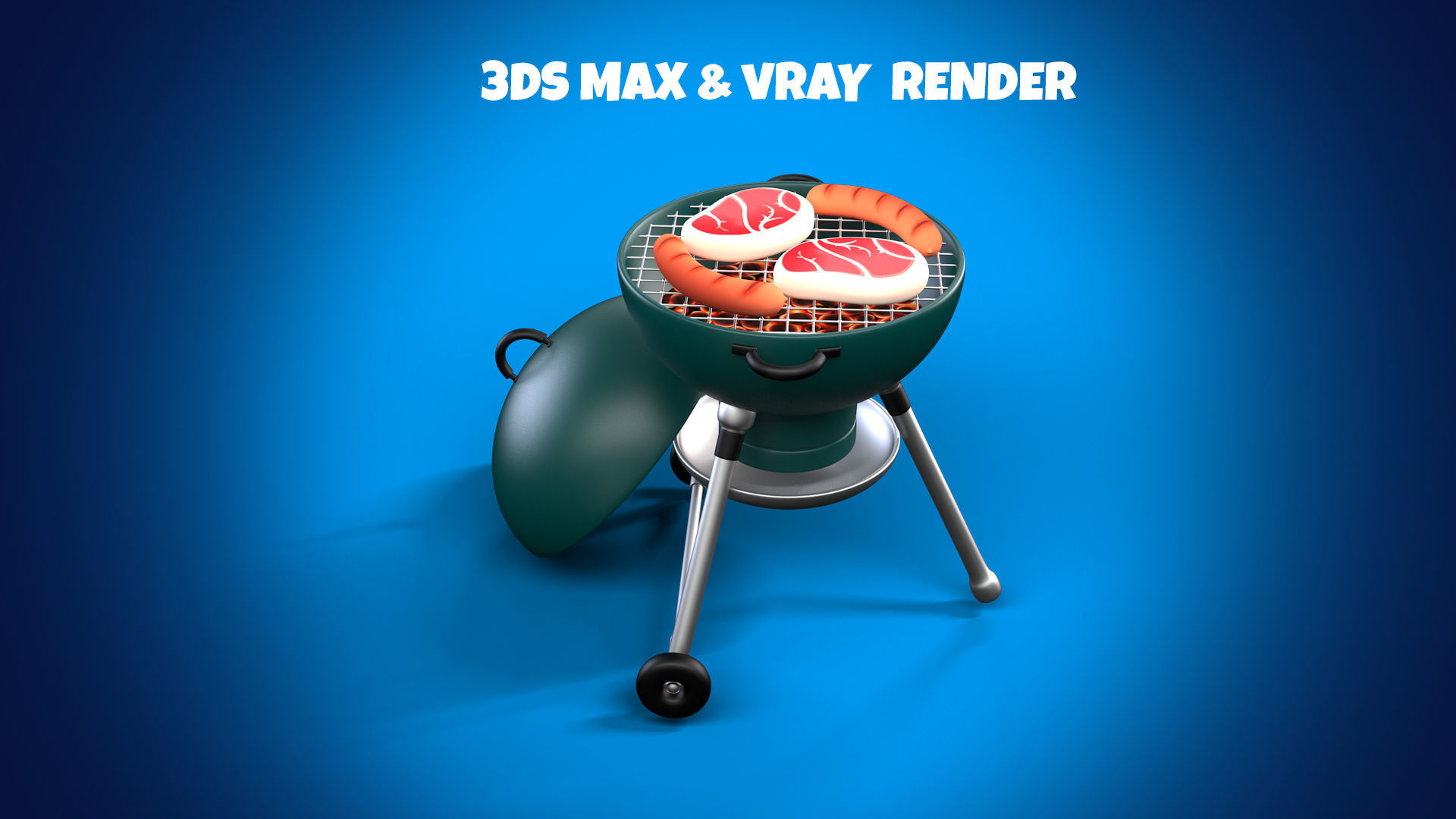 Cartoon stylized barbecue 3D model_3