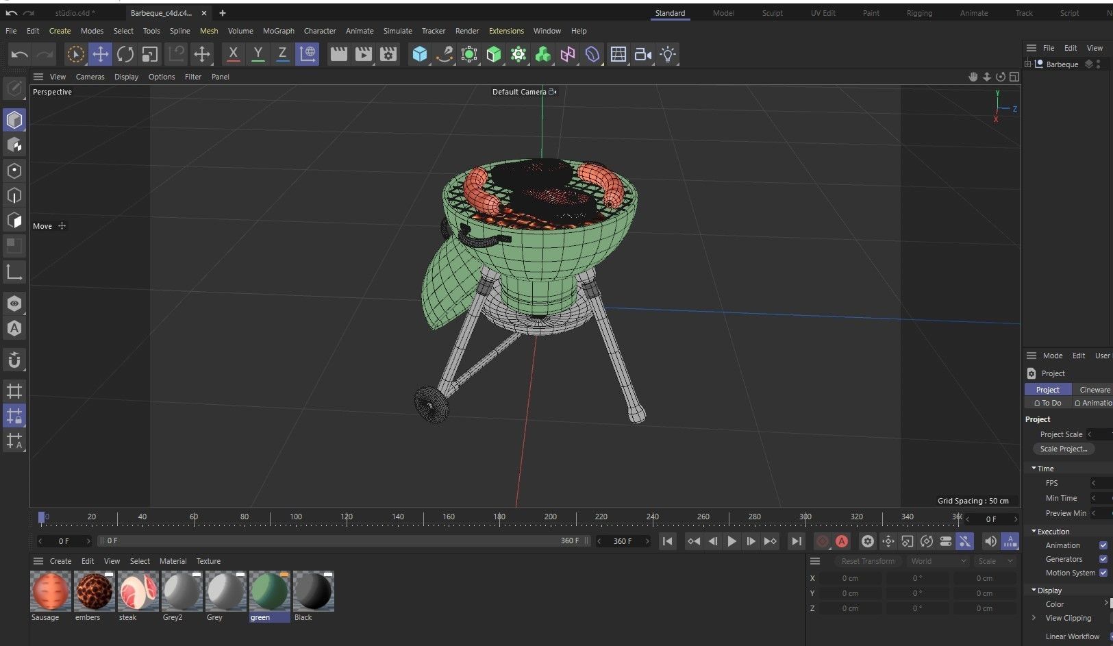 Cartoon stylized barbecue 3D model_20