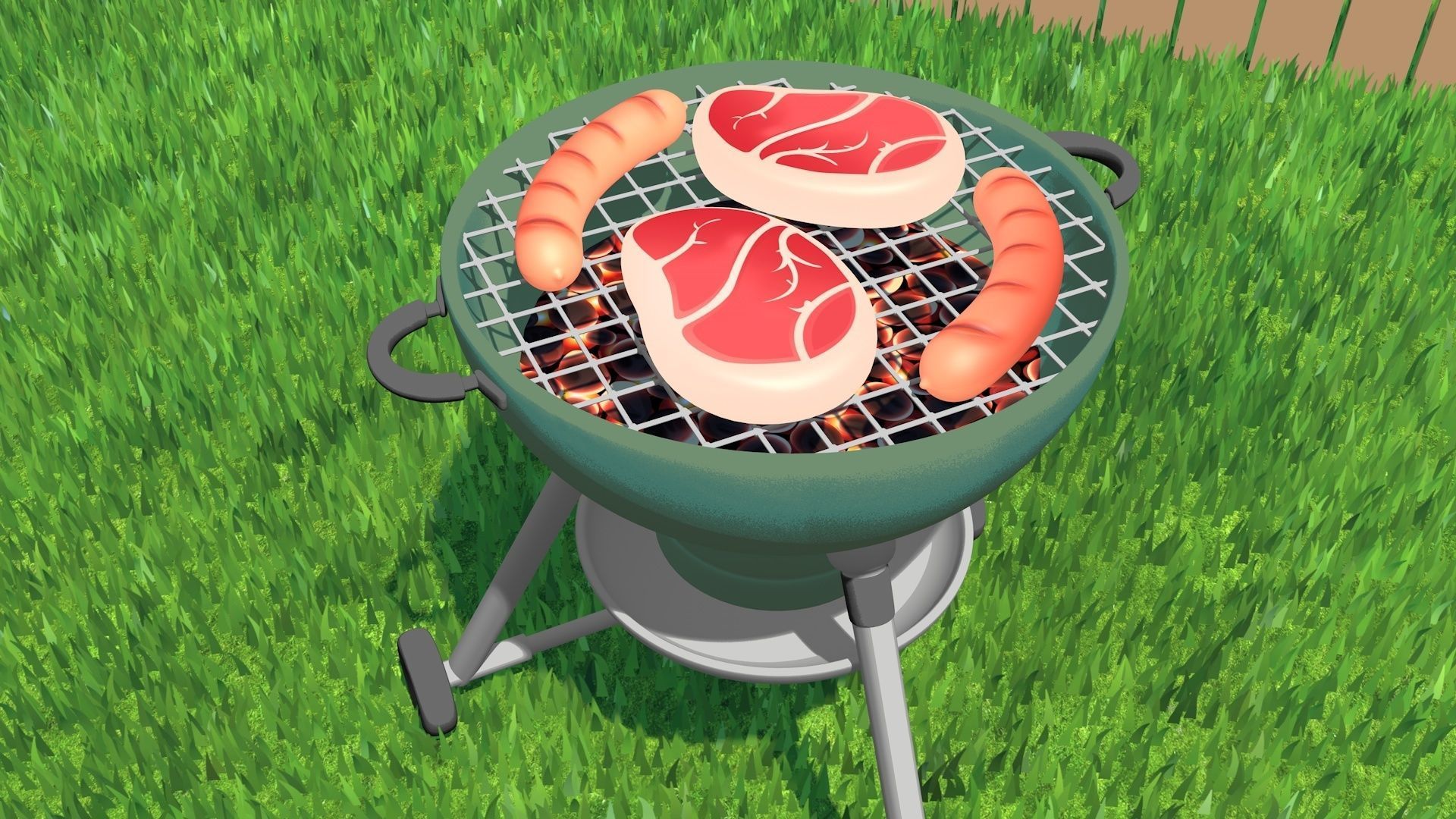 Cartoon stylized barbecue 3D model_16