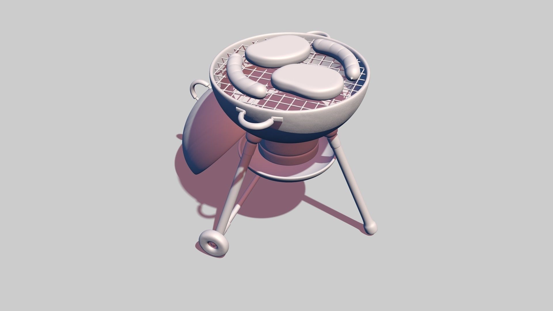 Cartoon stylized barbecue 3D model_19