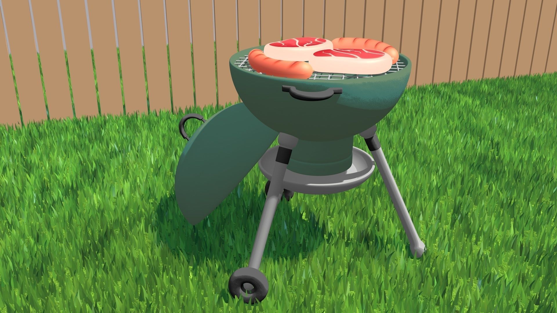 Cartoon stylized barbecue 3D model_10