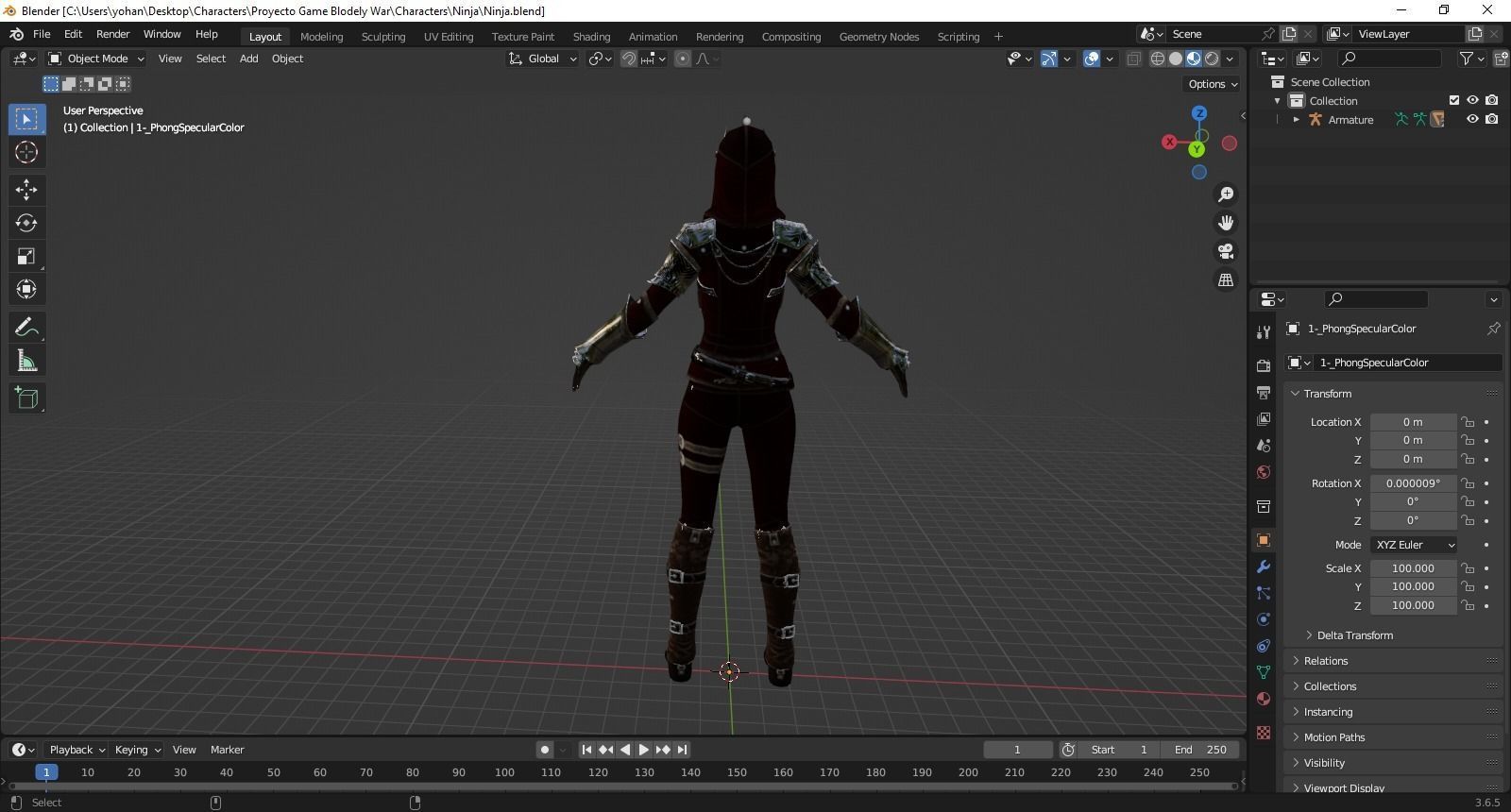 Ninja woman 3d  Low-poly 3D model_7