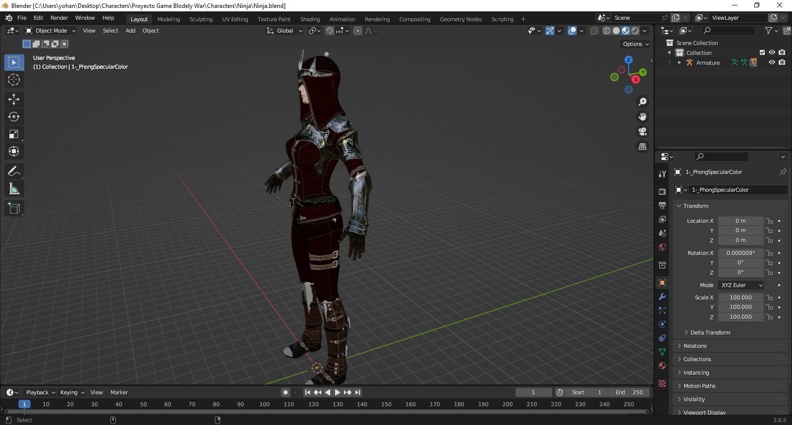 Ninja woman 3d  Low-poly 3D model_5