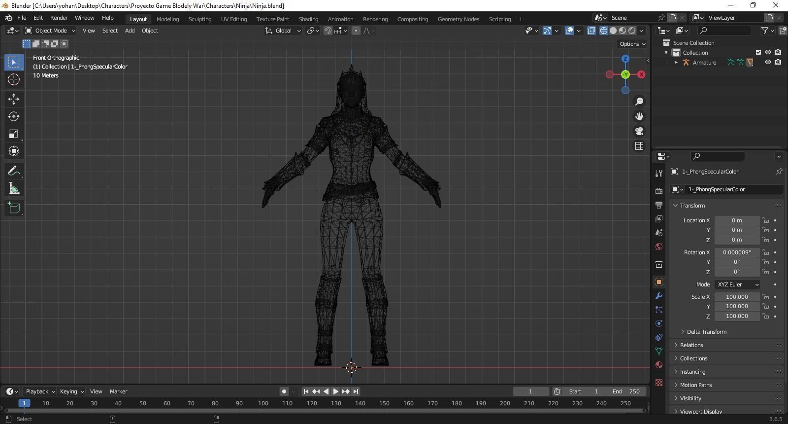 Ninja woman 3d  Low-poly 3D model_2