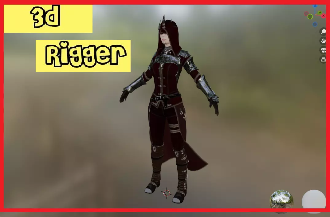 Ninja woman 3d  Low-poly 3D model_0