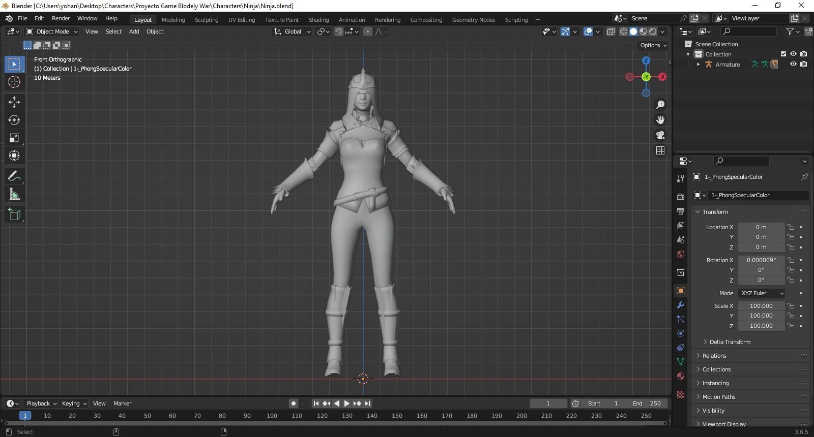 Ninja woman 3d  Low-poly 3D model_1