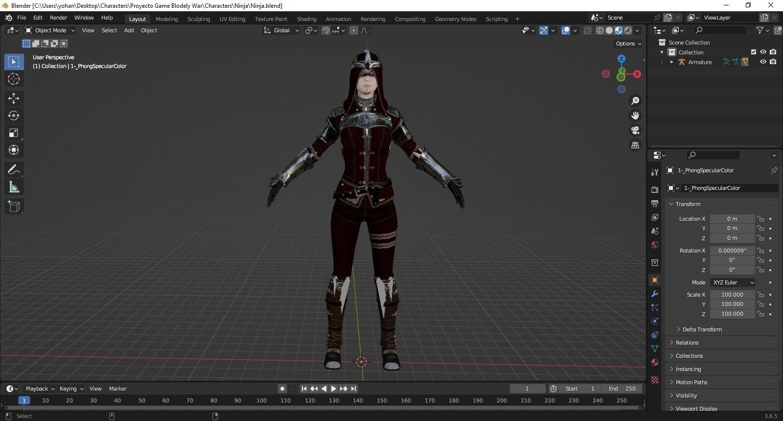 Ninja woman 3d  Low-poly 3D model_4