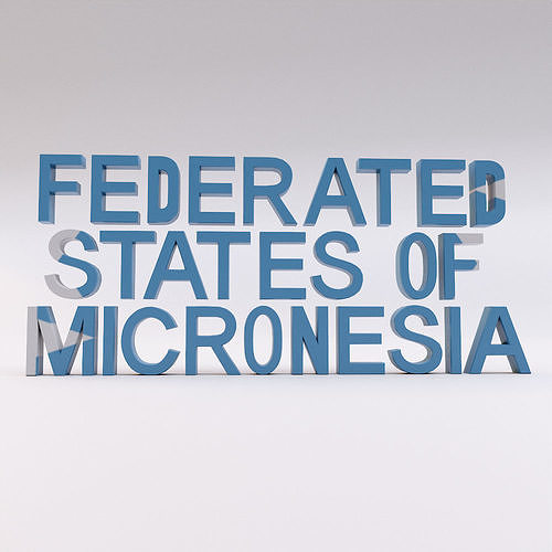Federated States of Micronesia country name text 3d model  Low-poly 3D model