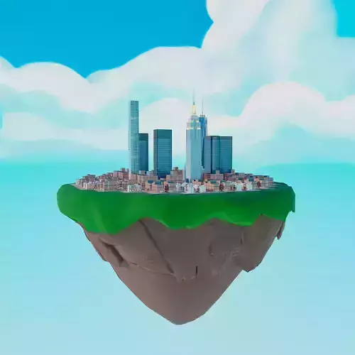 Floating cartoon city