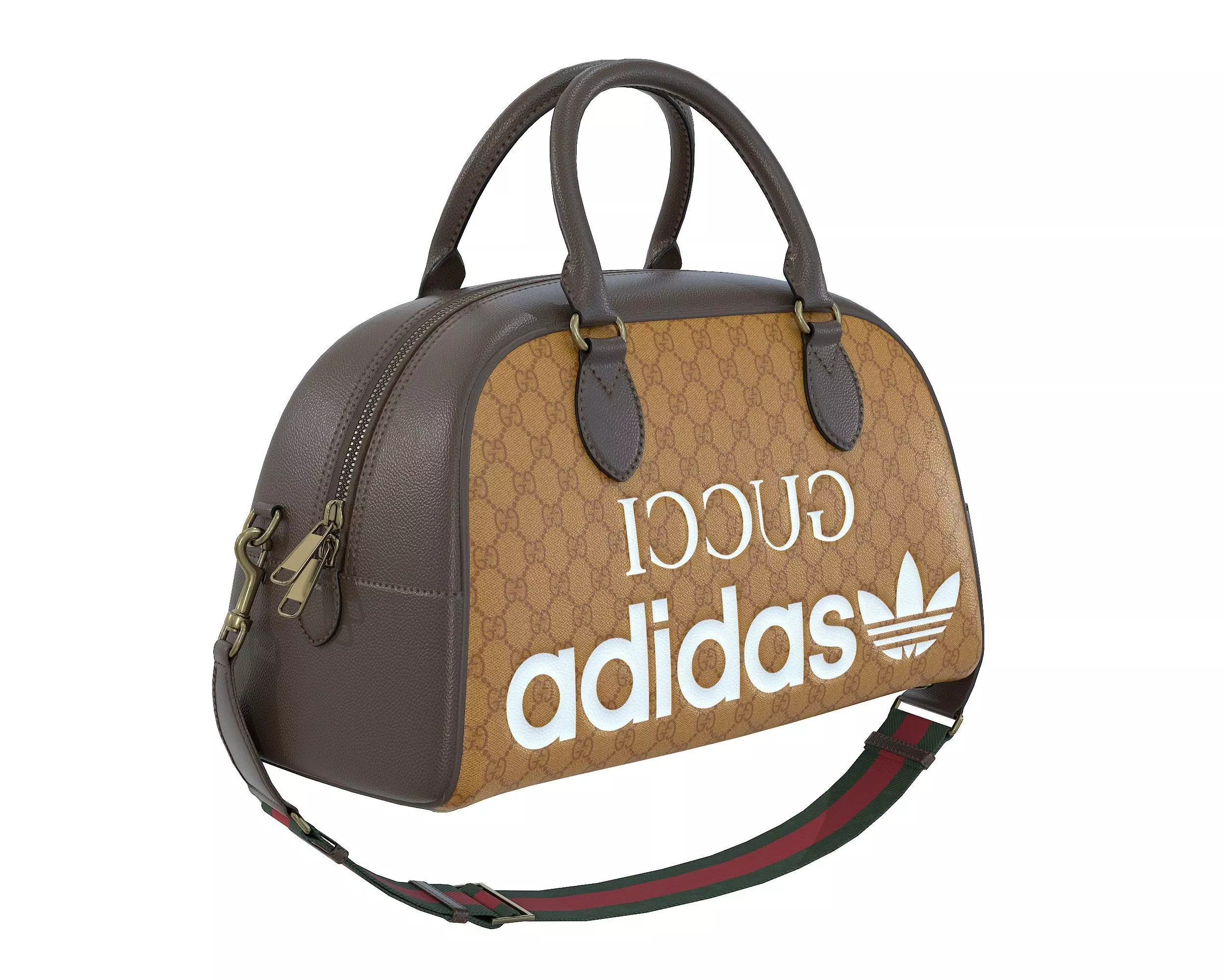 Adidas x Gucci mini Duffle Bag Monogram Low-poly 3D model