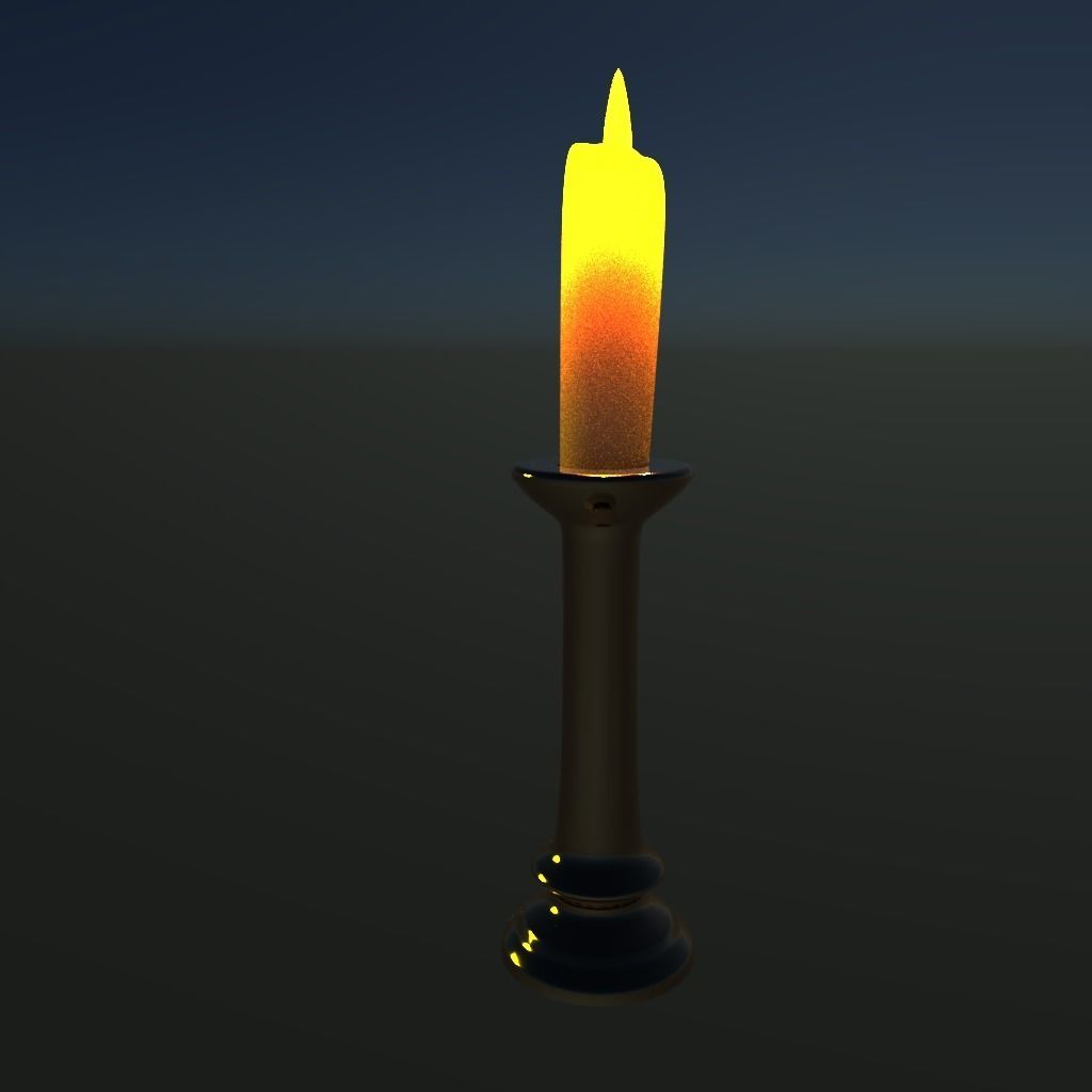 candle and holder 3D model_1