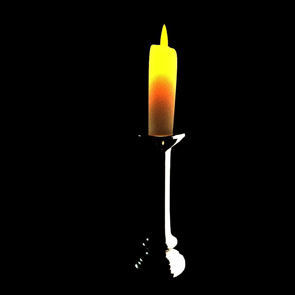 candle and holder 3D model_2