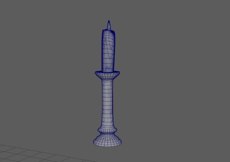 candle and holder 3D model_4