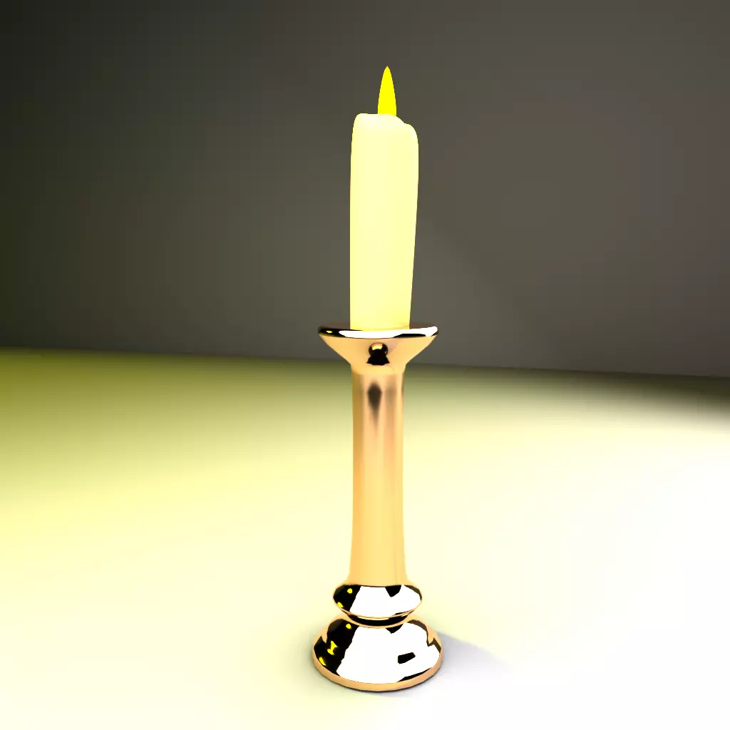 candle and holder 3D model_0