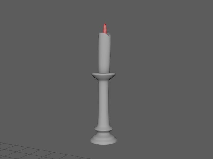 candle and holder 3D model_3