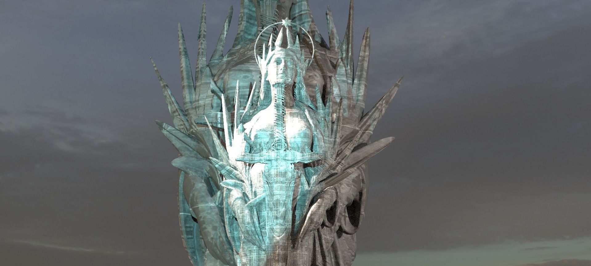 Elegant Queen Statue 2 3D model_2