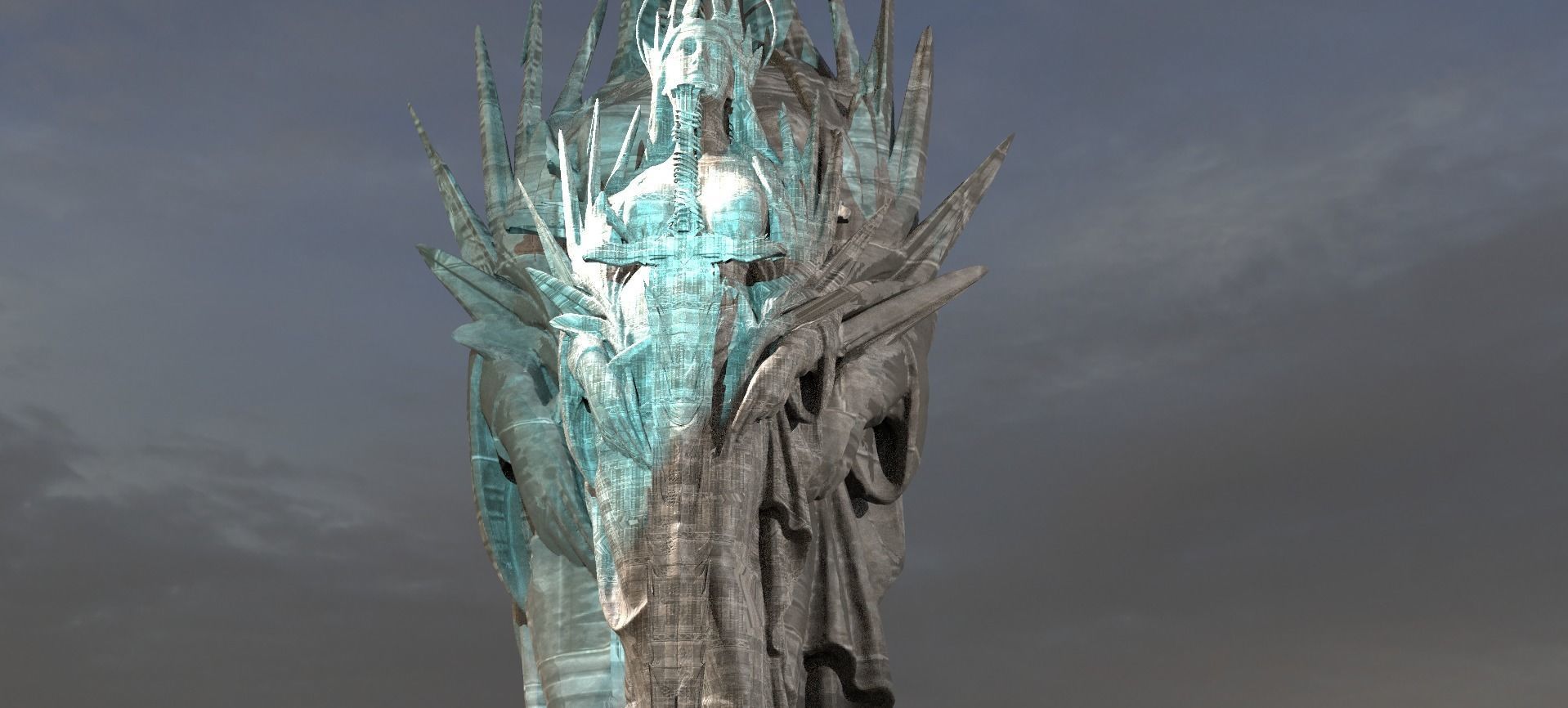 Elegant Queen Statue 2 3D model_1