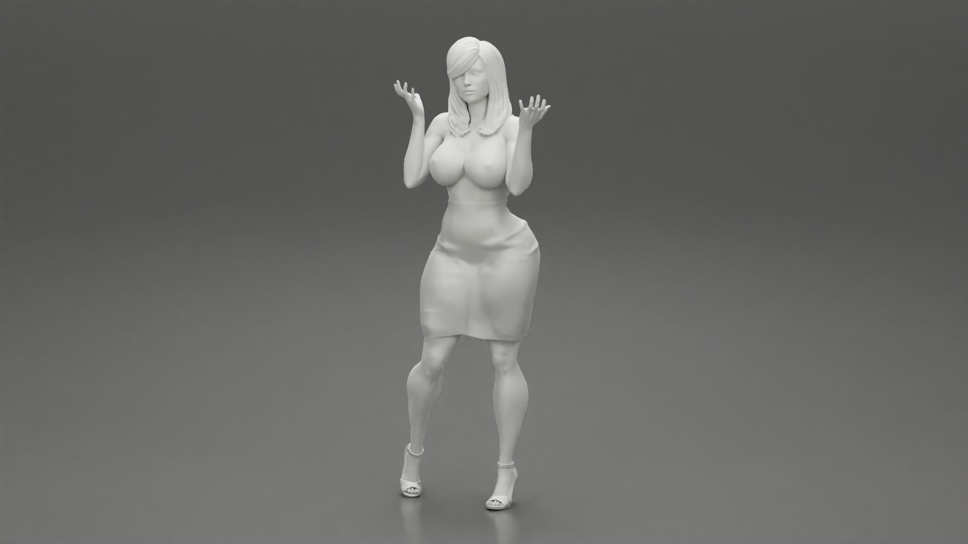 Office Secretary Shirt Posing and Tries to Explain her idea 3D print model_6