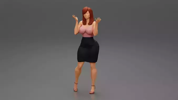 Office Secretary Shirt Posing and Tries to Explain her idea 3D print model