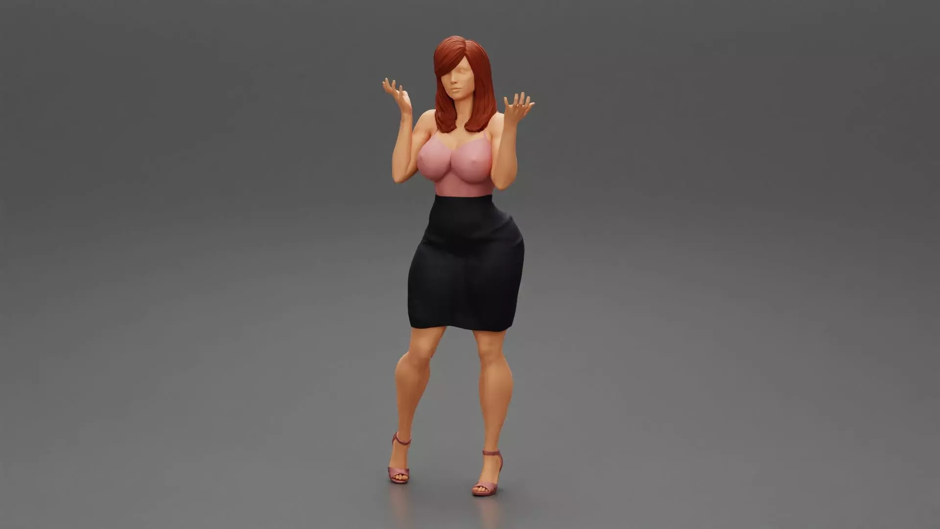Office Secretary Shirt Posing and Tries to Explain her idea 3D print model_0
