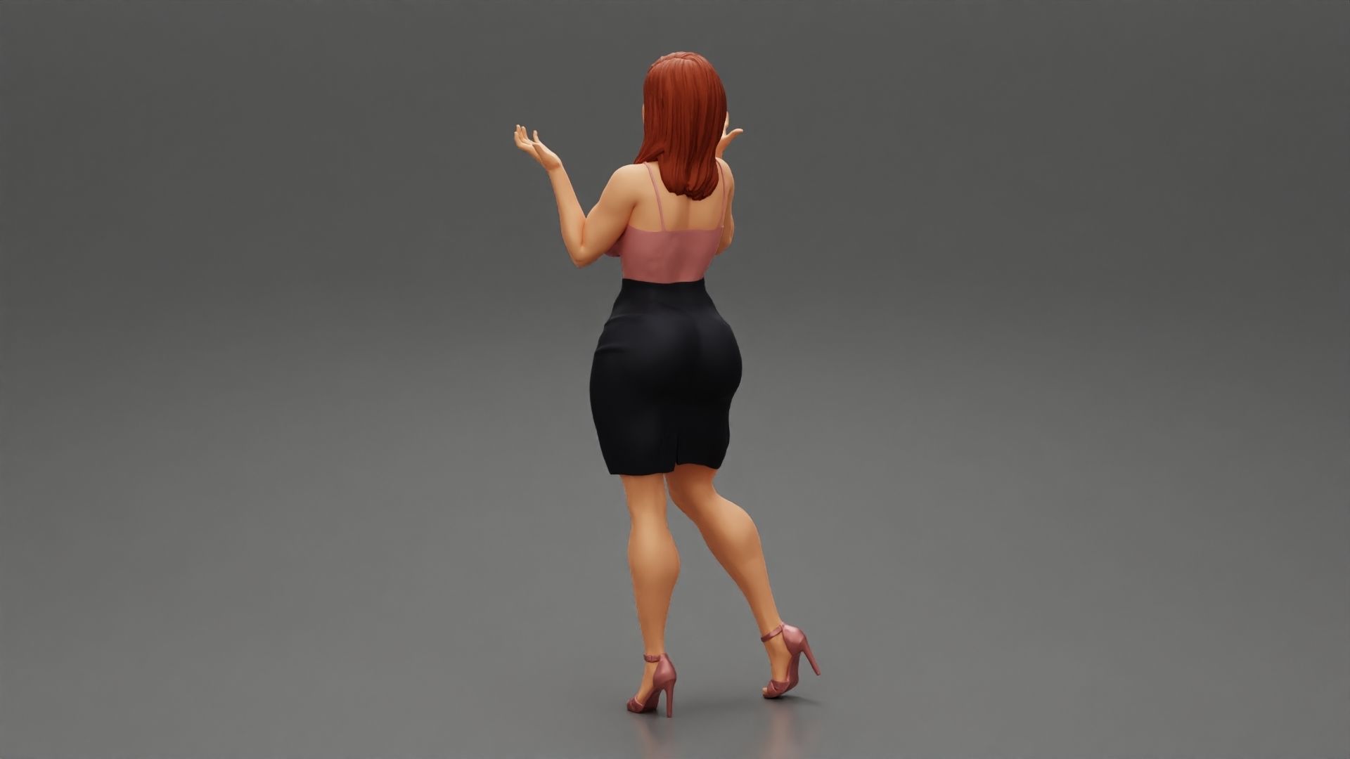 Office Secretary Shirt Posing and Tries to Explain her idea 3D print model_4