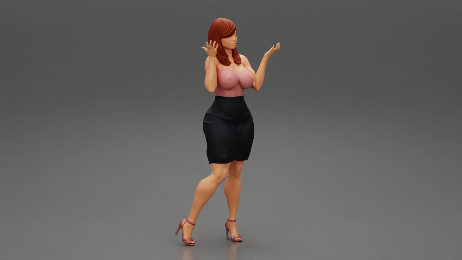 Office Secretary Shirt Posing and Tries to Explain her idea 3D print model_1