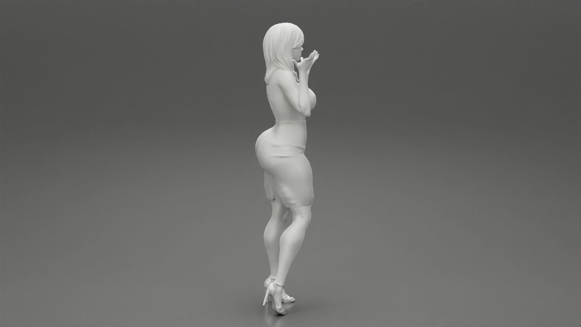Office Secretary Shirt Posing and Tries to Explain her idea 3D print model_8