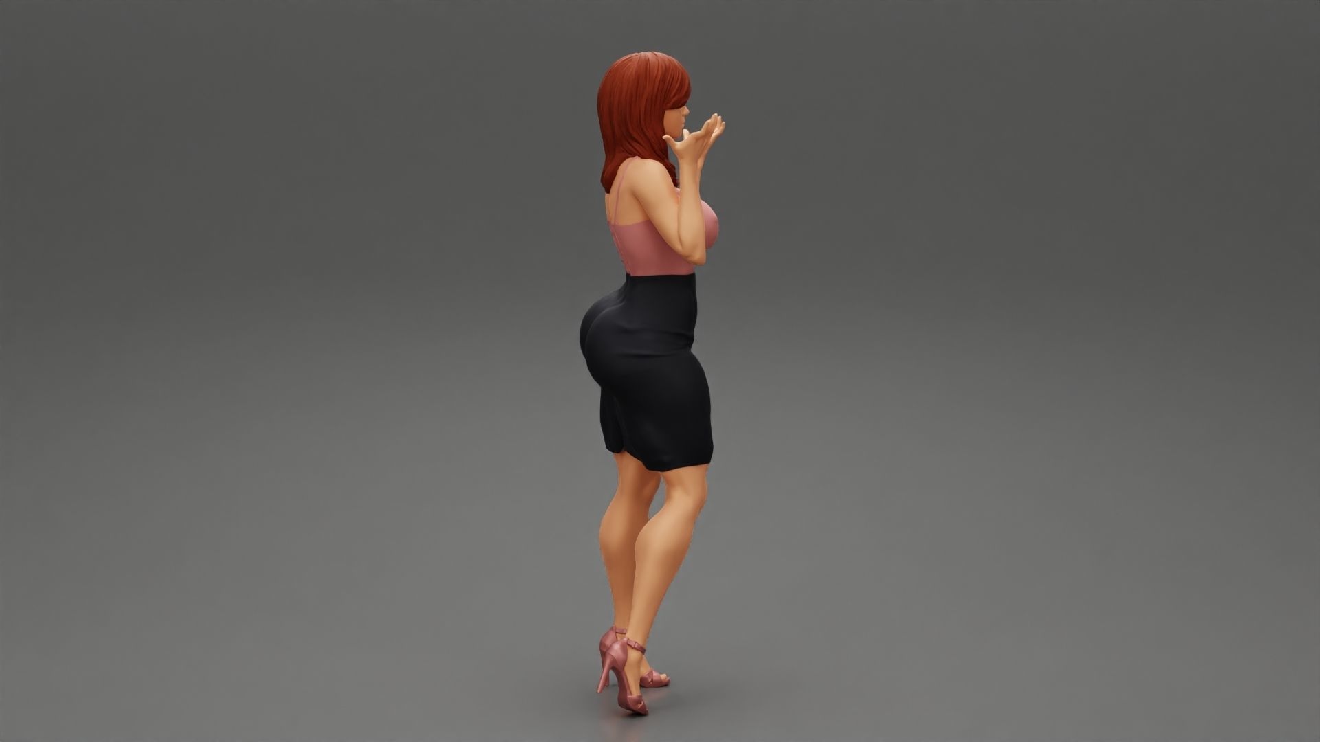 Office Secretary Shirt Posing and Tries to Explain her idea 3D print model_2