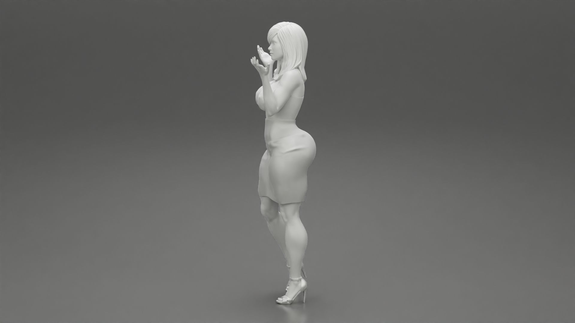 Office Secretary Shirt Posing and Tries to Explain her idea 3D print model_11