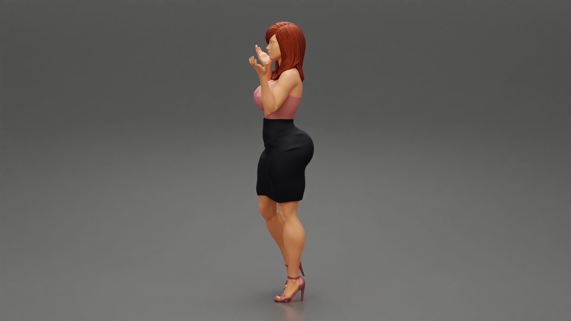 Office Secretary Shirt Posing and Tries to Explain her idea 3D print model_5