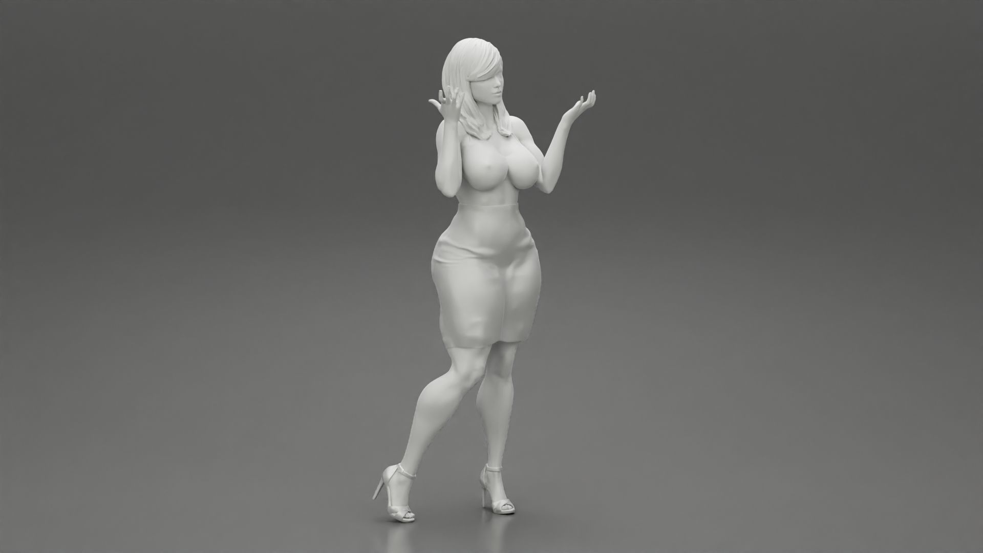 Office Secretary Shirt Posing and Tries to Explain her idea 3D print model_7