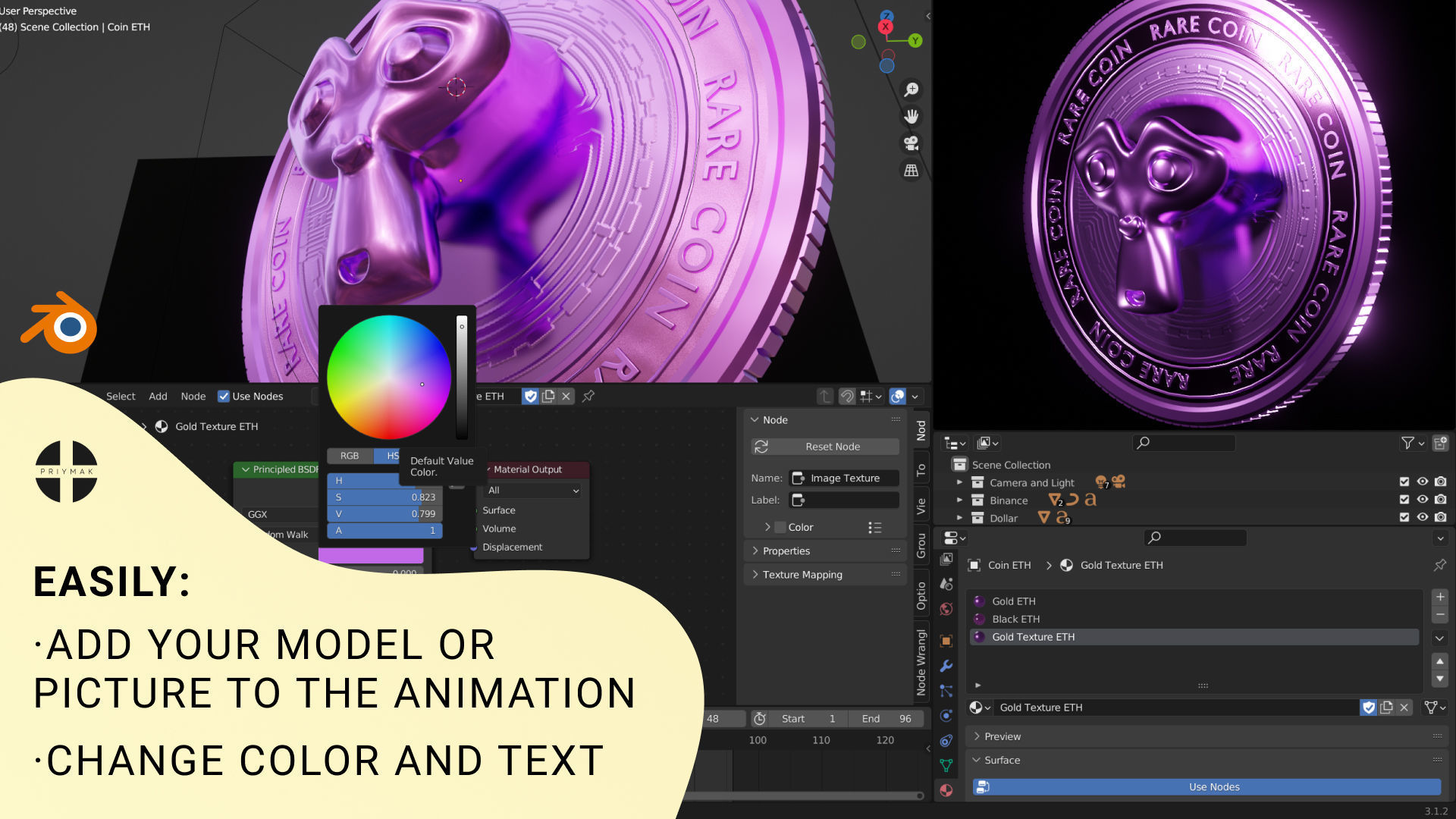NFT Crypto coins template for Blender Bitcoin Ethereum Binance 3D model_3