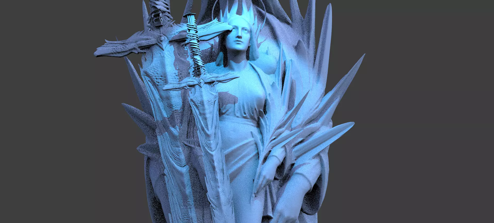 Elegant Queen Statue 5 3D model_0