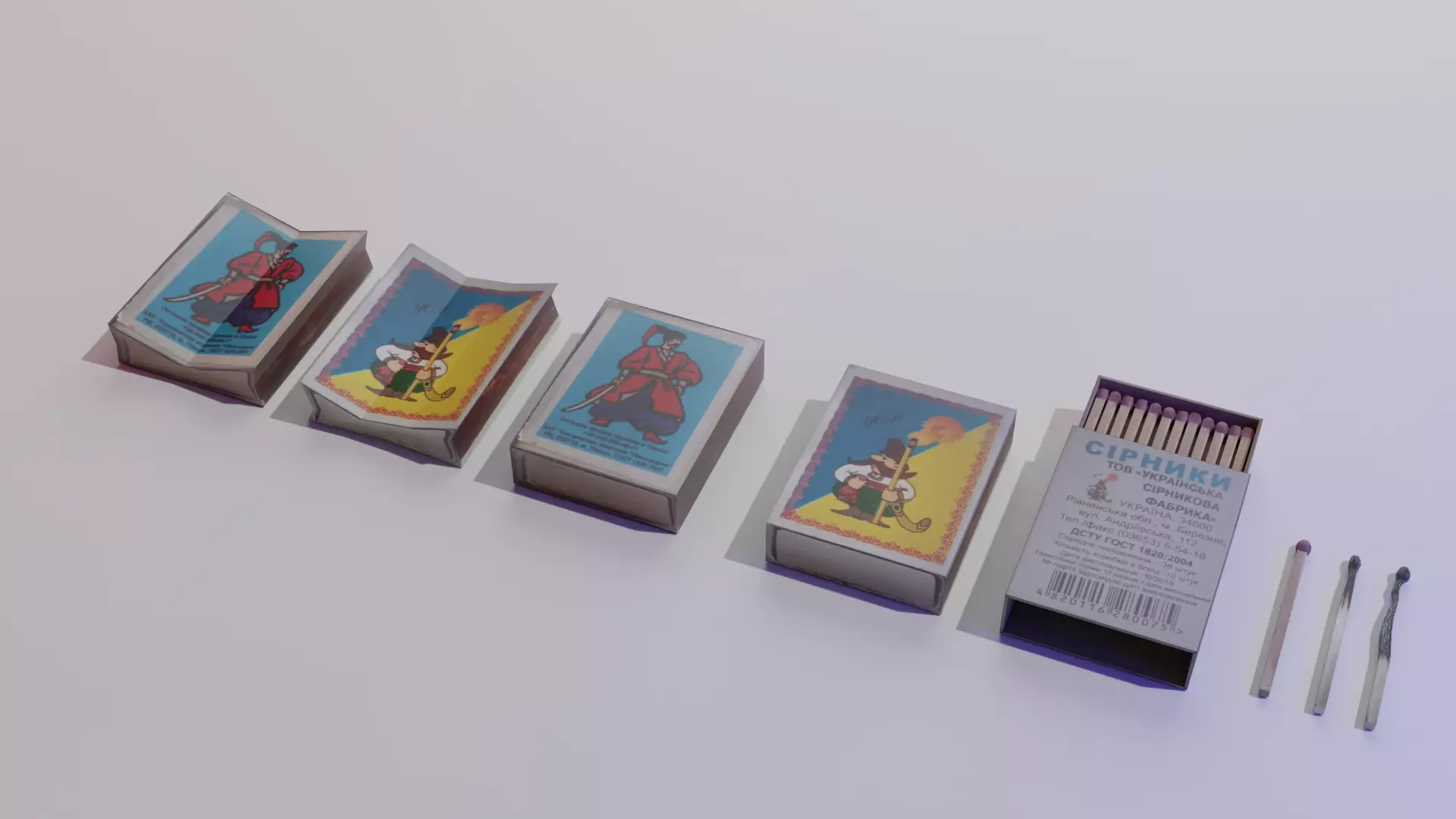 Matchbox and Matches 3D Low-poly 3D model 3D model