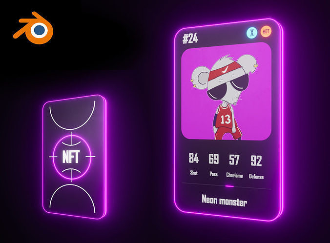 NFT Basketball card Blender template 3D model