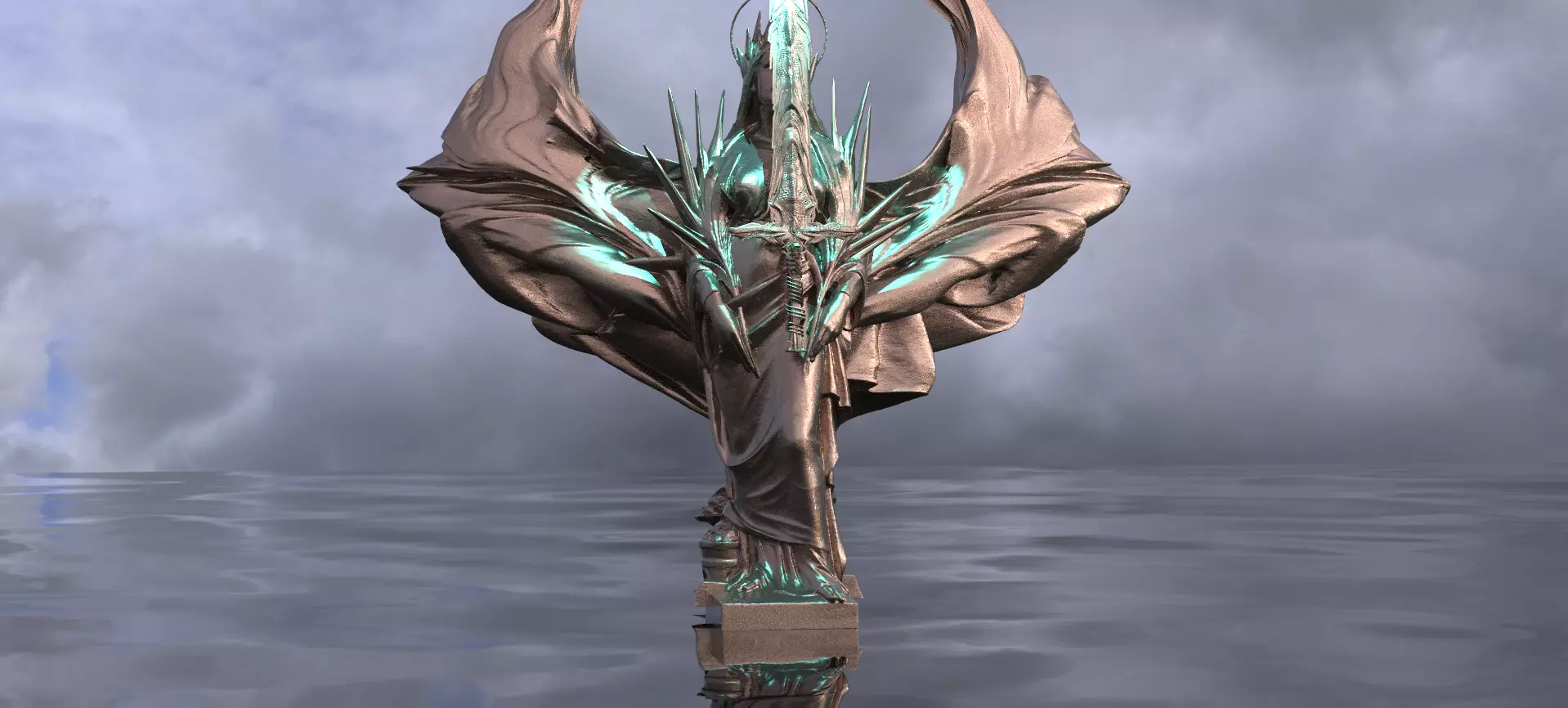 Lady of the Lake Power Handing Excalibur 3D 3D model_0