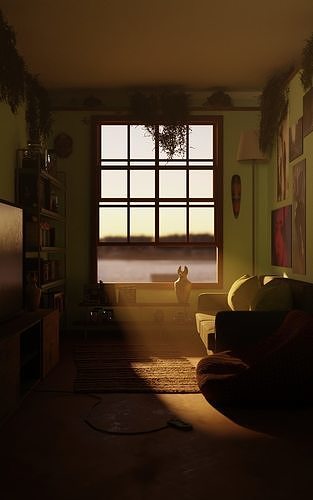 Sofa - High Poly living room with sunlight 3D model