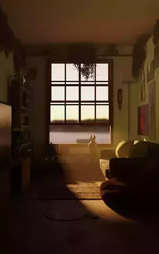 Sofa - High Poly living room with sunlight