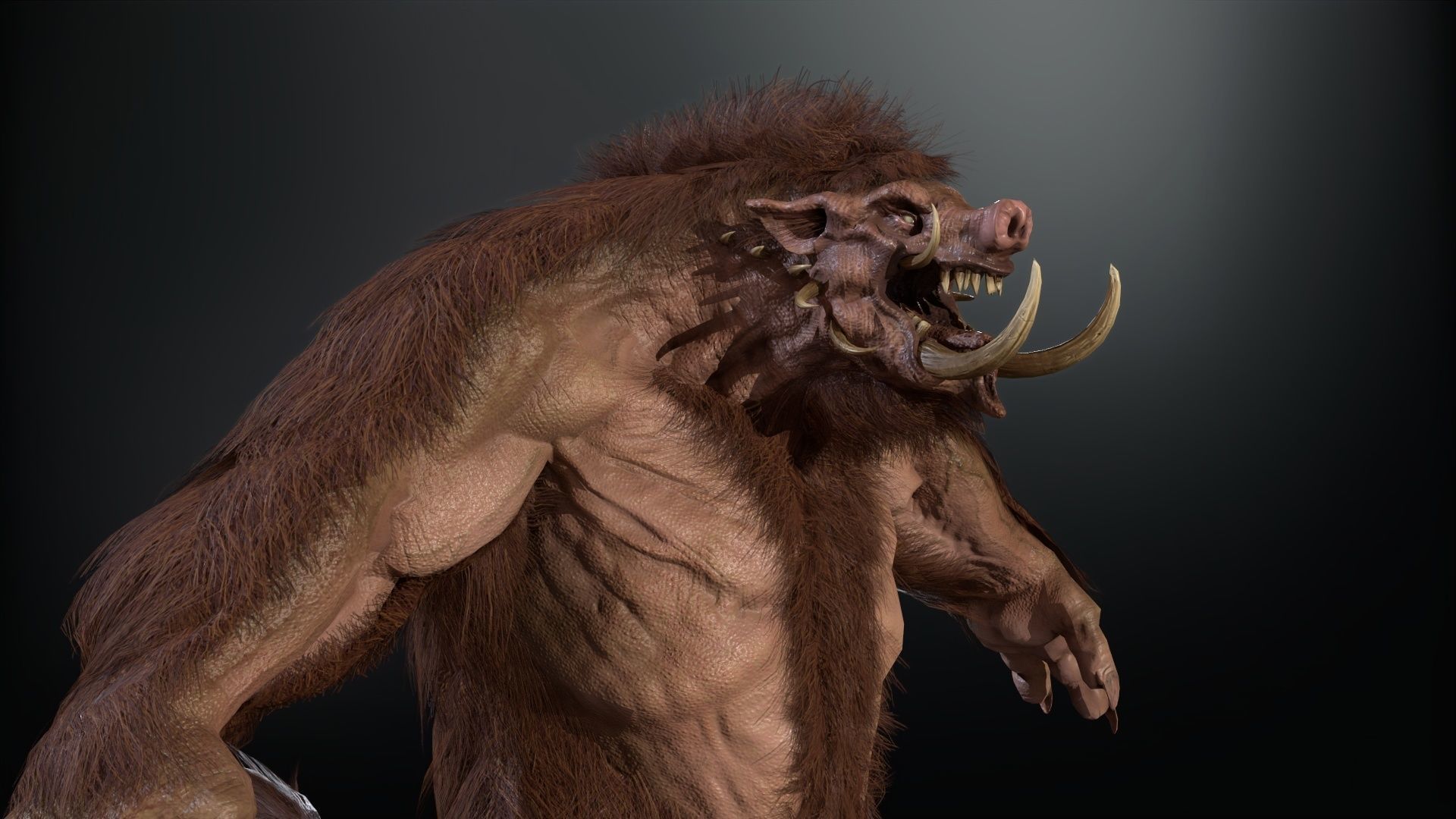 WereBoar mammoth Low-poly 3D model_6