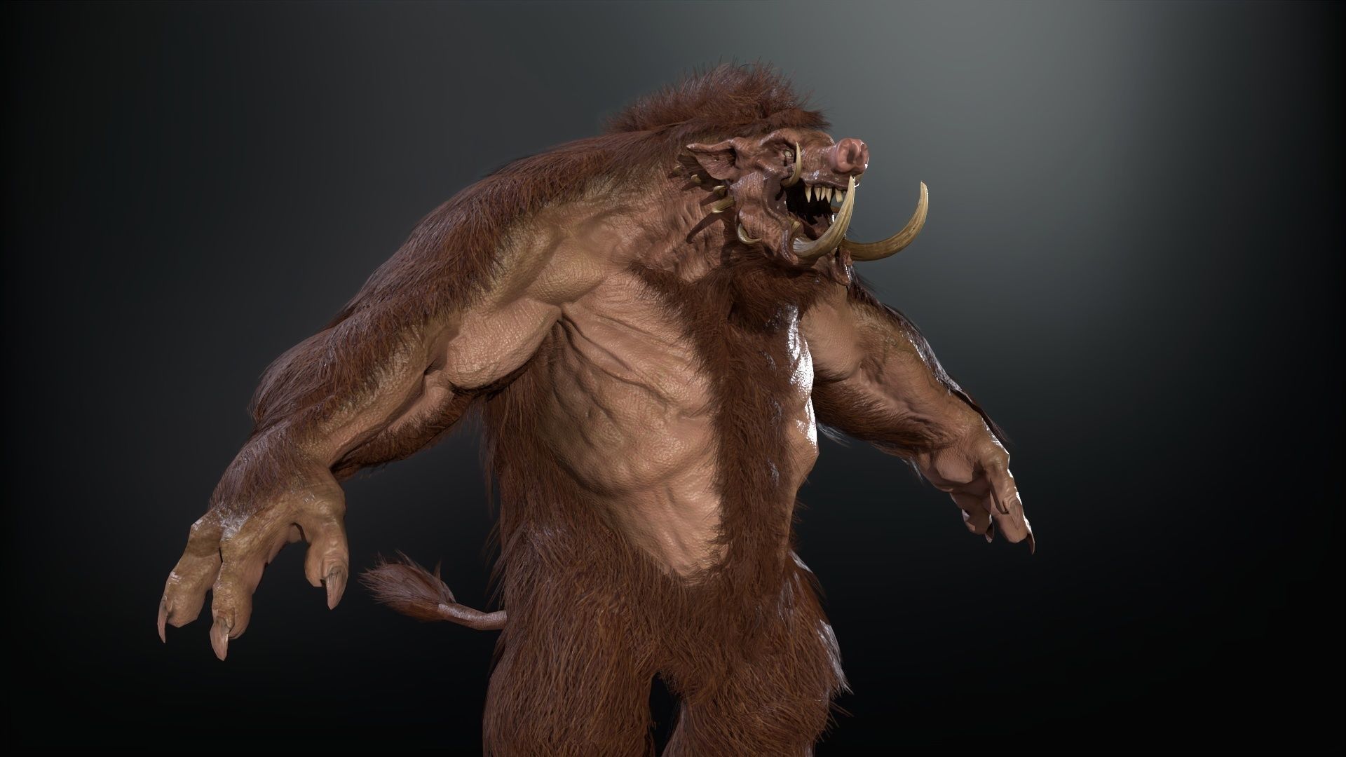 WereBoar mammoth Low-poly 3D model_4