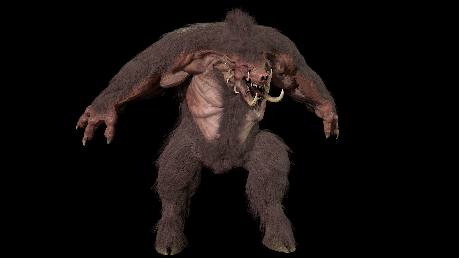 WereBoar mammoth Low-poly 3D model_13