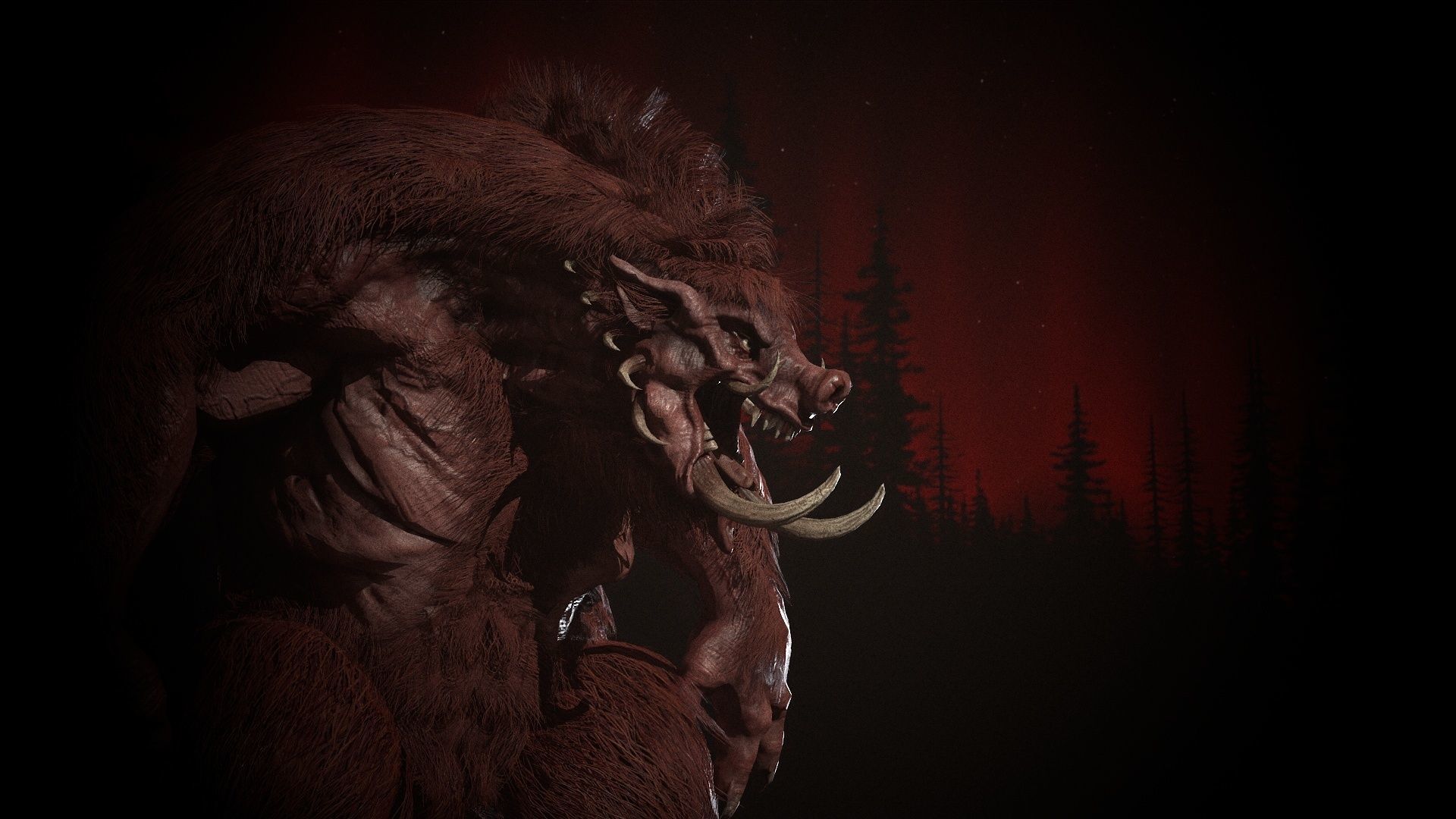 WereBoar mammoth Low-poly 3D model_53