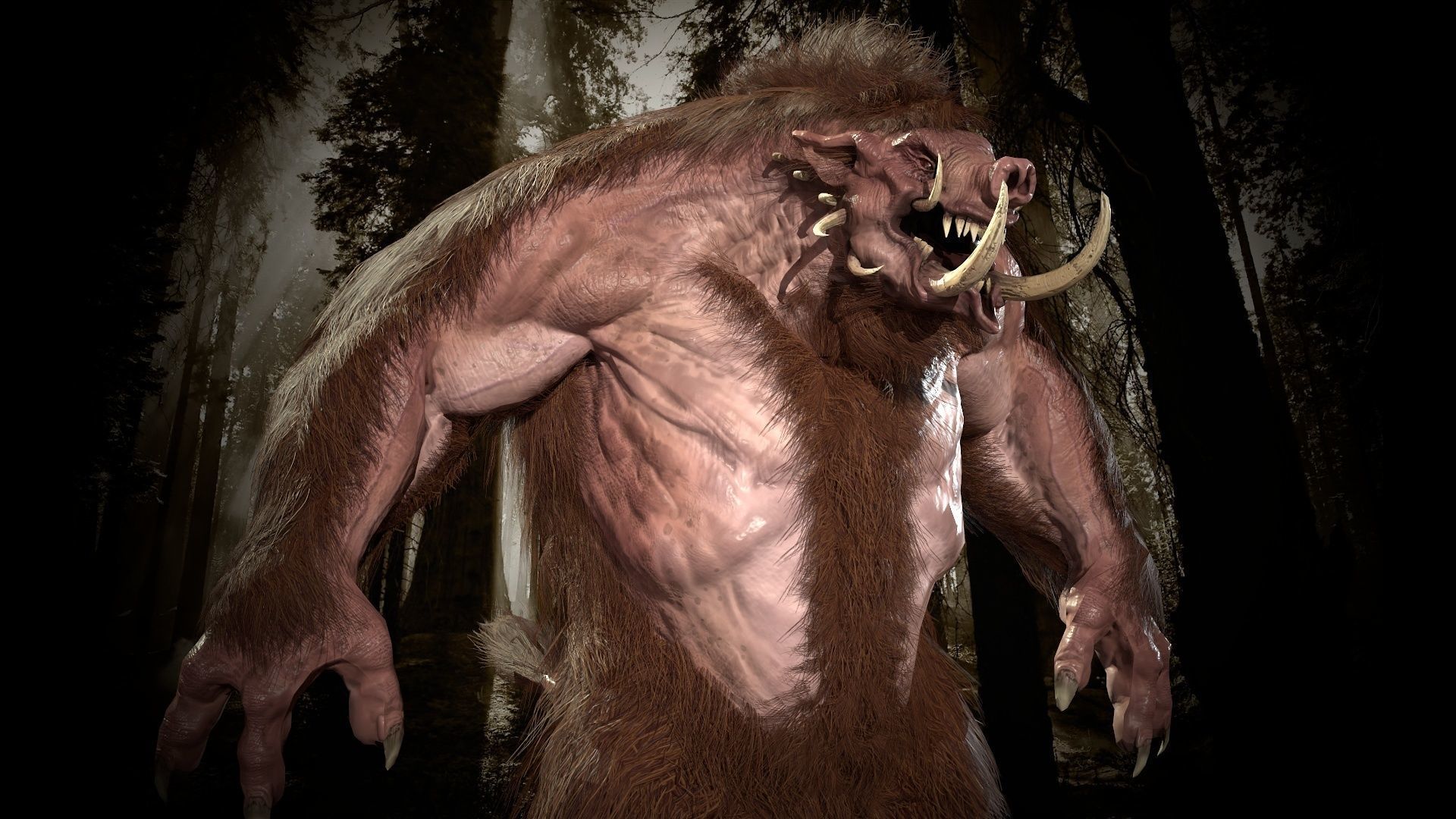 WereBoar mammoth Low-poly 3D model_31