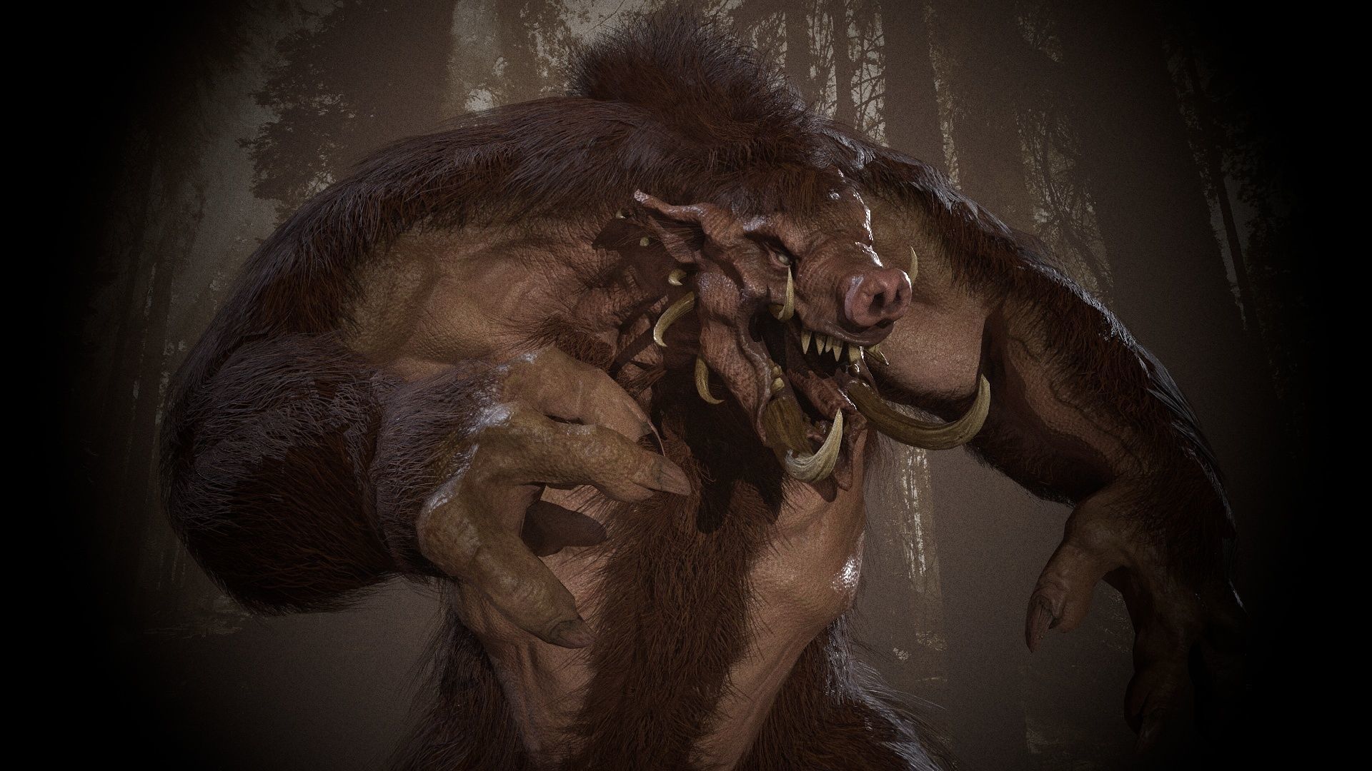 WereBoar mammoth Low-poly 3D model_49