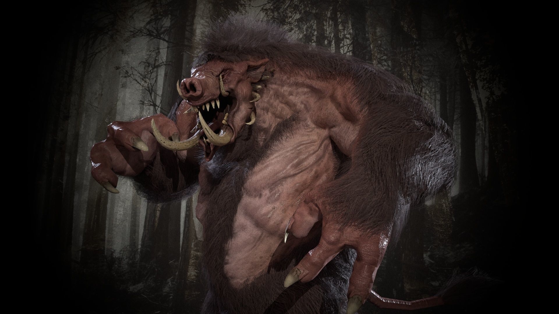 WereBoar mammoth Low-poly 3D model_45