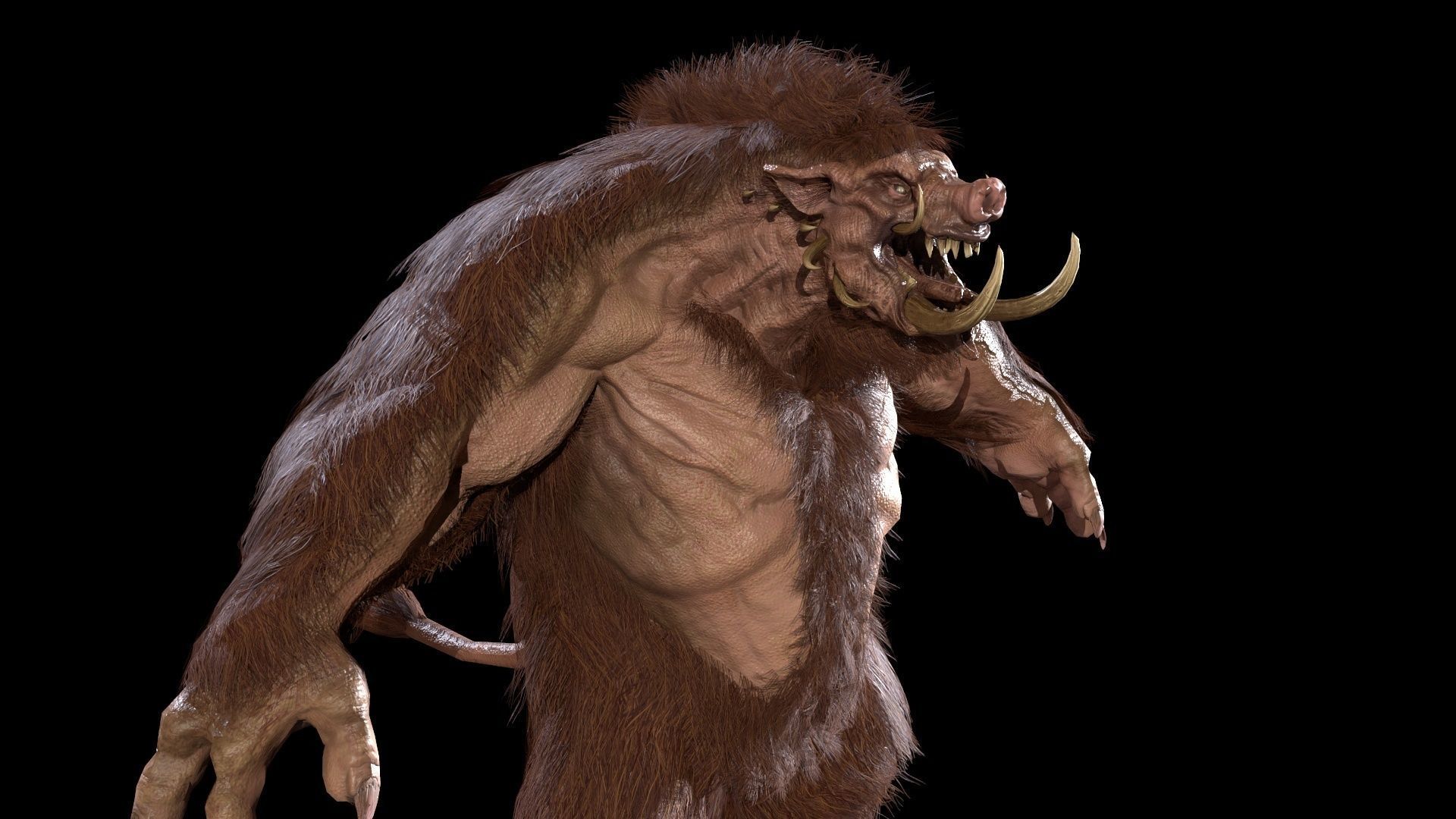 WereBoar mammoth Low-poly 3D model_30