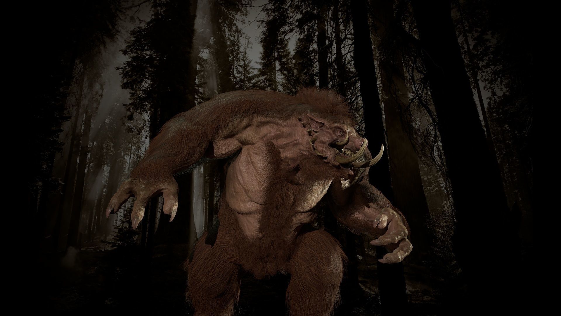 WereBoar mammoth Low-poly 3D model_9