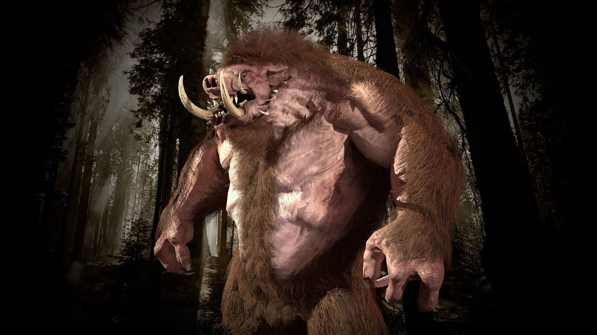 WereBoar mammoth Low-poly 3D model_35