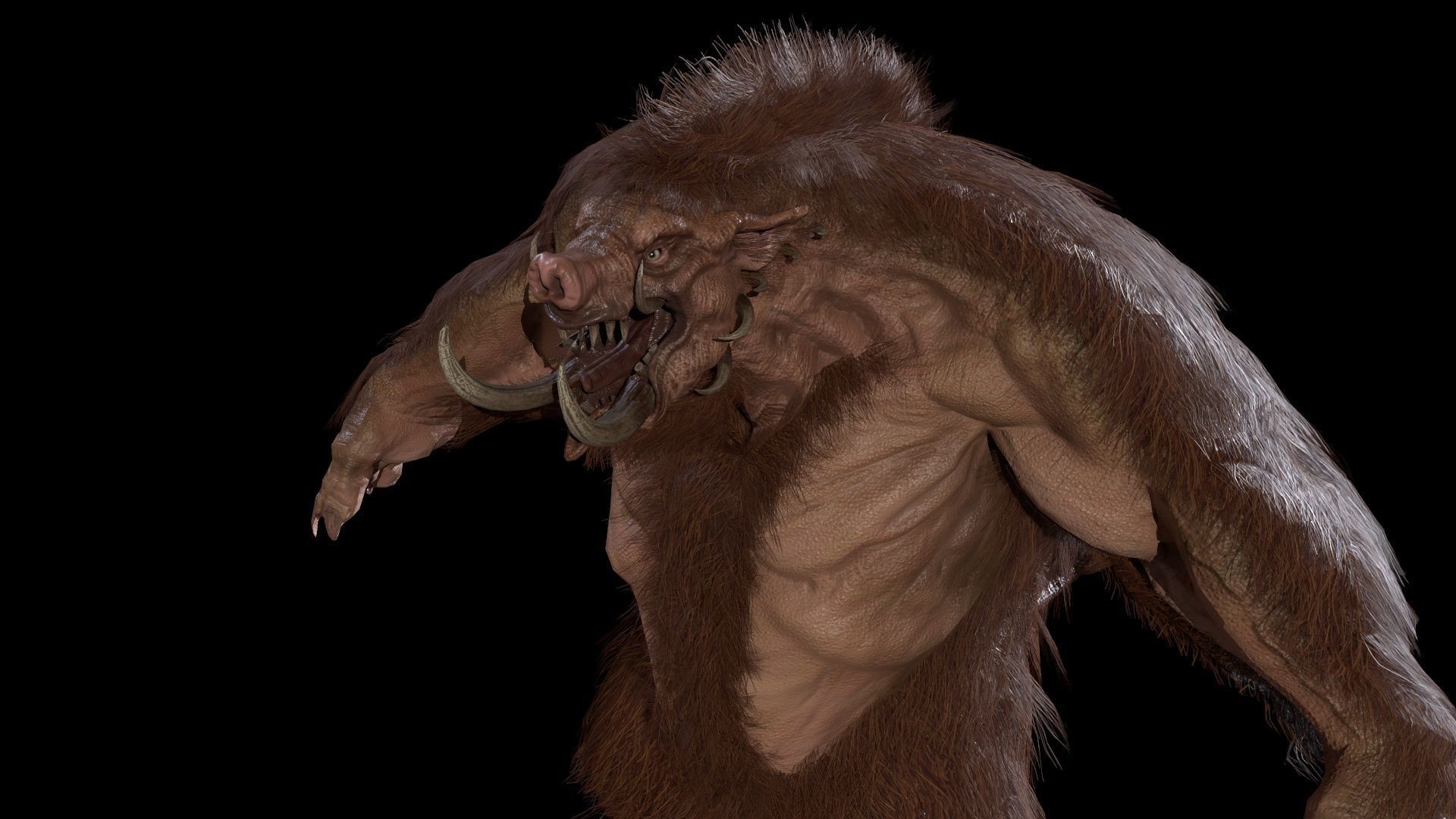 WereBoar mammoth Low-poly 3D model_43