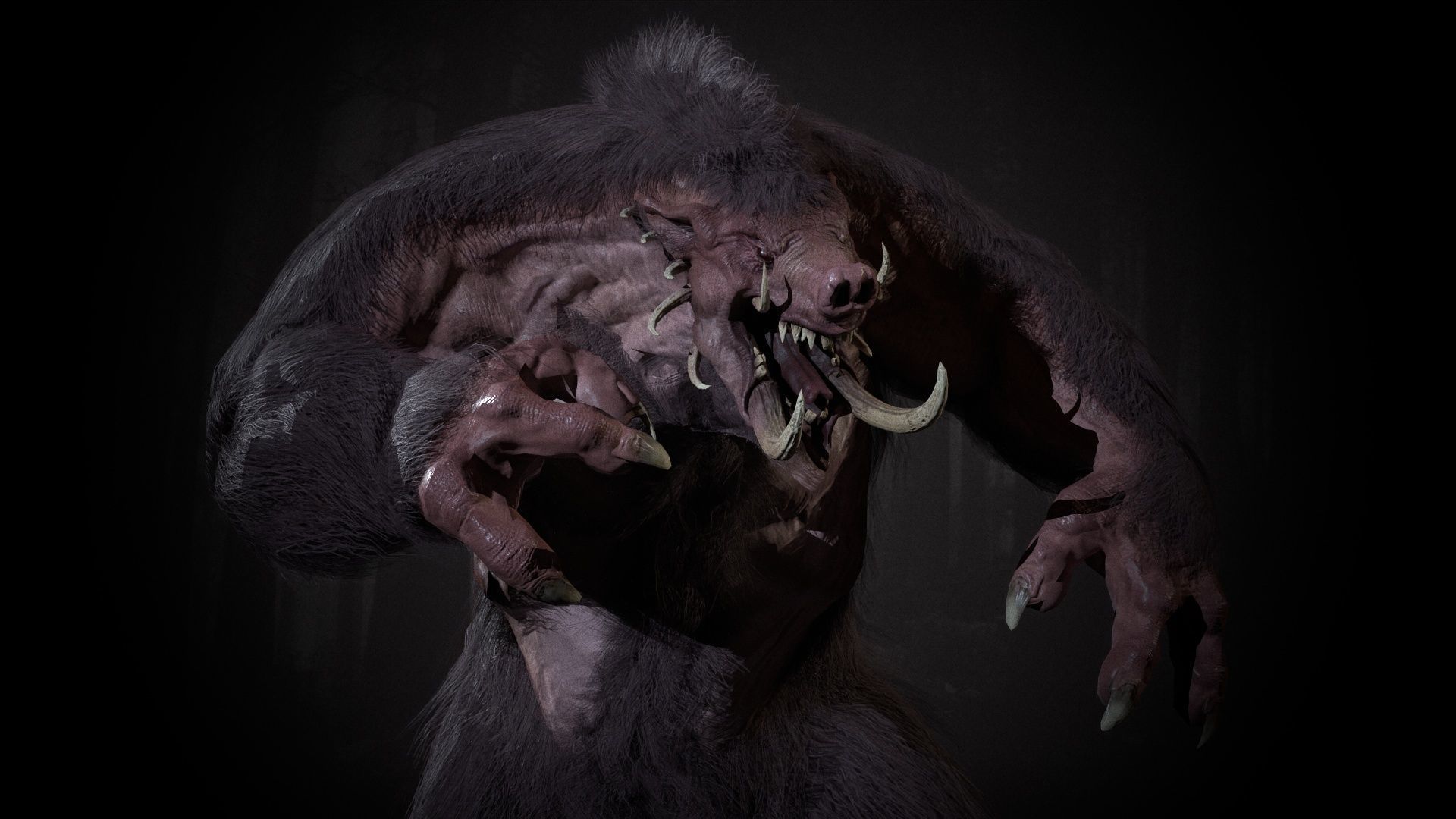 WereBoar mammoth Low-poly 3D model_47